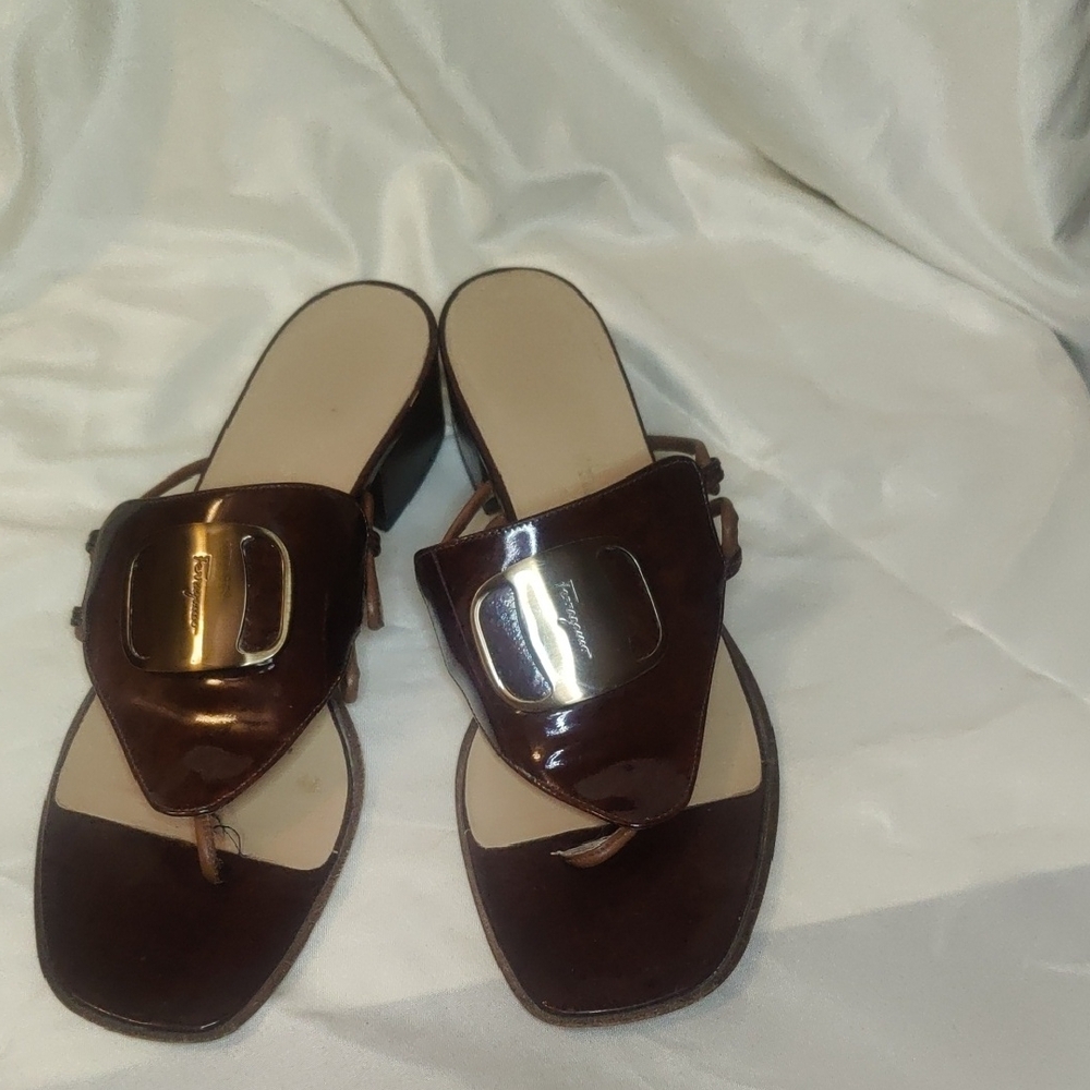 Salvatore Ferragamo Brown Leather Sandals